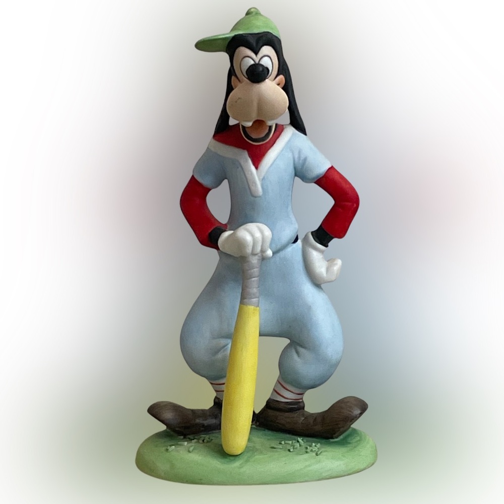 Disney Baseball Goofy Porcelain Bisque Figurine Vintage